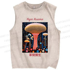 Unisex Yayoi Kusama Polka Dot Mushroom Printed Washed Tank Top