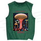 Unisex Yayoi Kusama Polka Dot Mushroom Printed Washed Tank Top