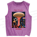 Unisex Yayoi Kusama Polka Dot Mushroom Printed Washed Tank Top