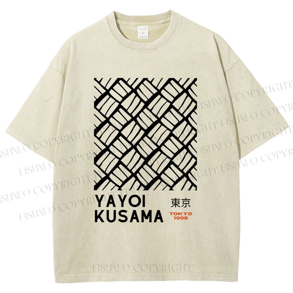 Unisex Yayoi Kusama Geometry Printed Washed Tee