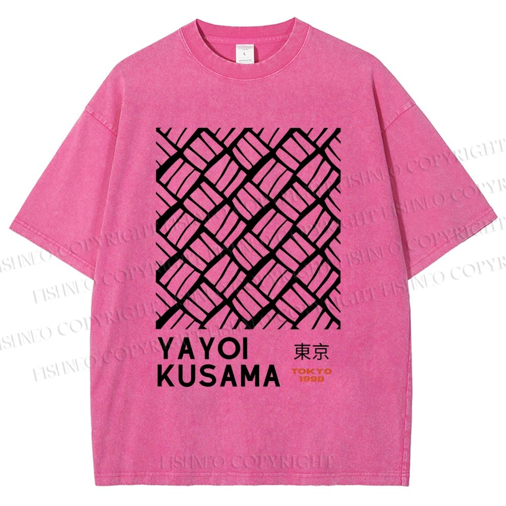 Unisex Yayoi Kusama Geometry Printed Washed Tee