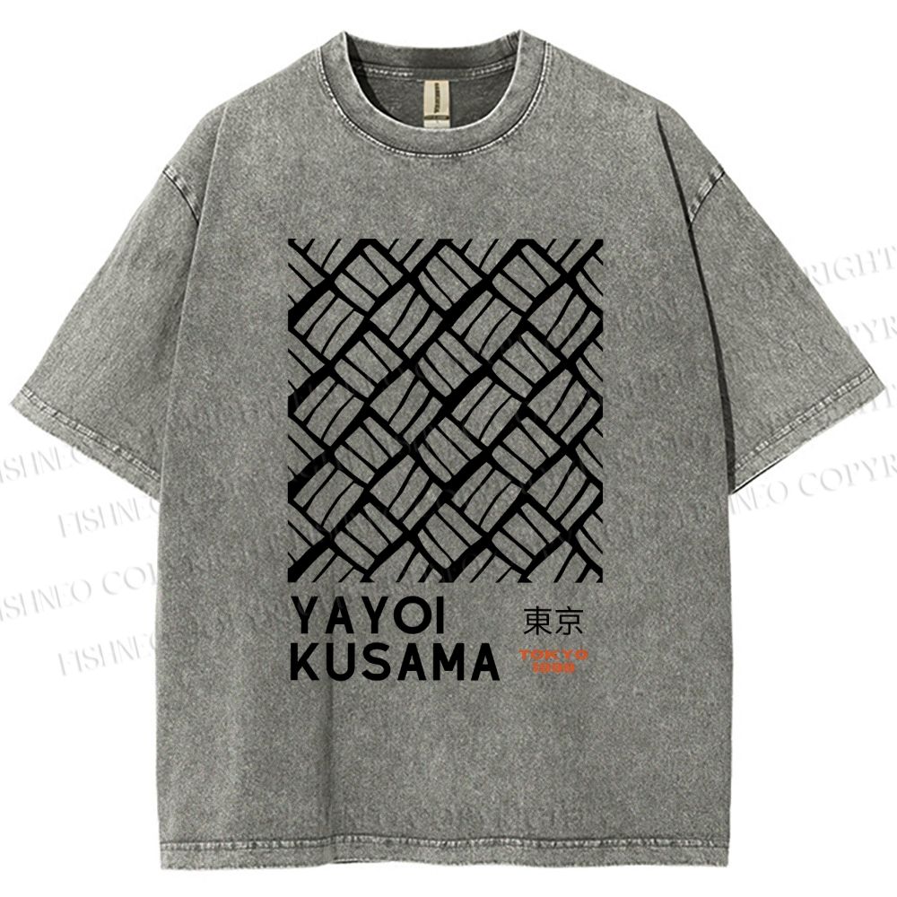 Unisex Yayoi Kusama Geometry Printed Washed Tee
