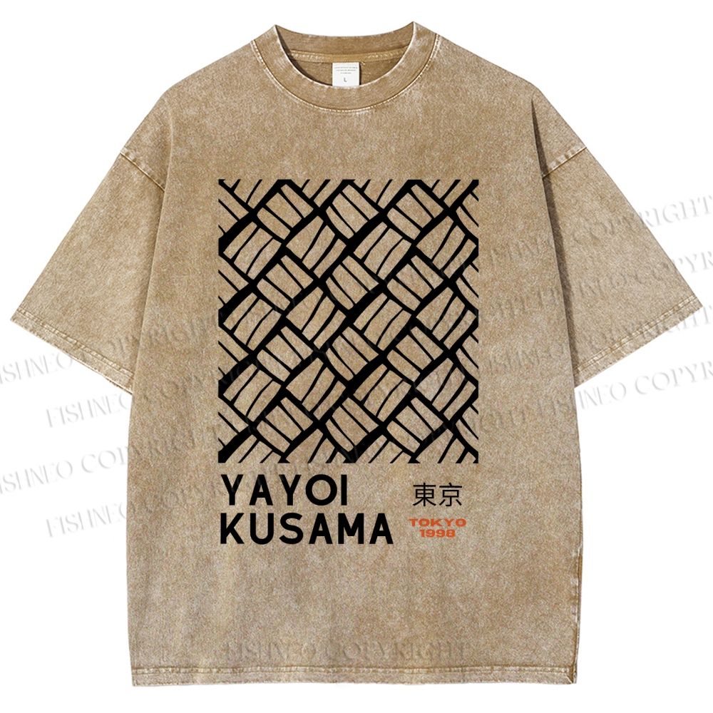 Unisex Yayoi Kusama Geometry Printed Washed Tee