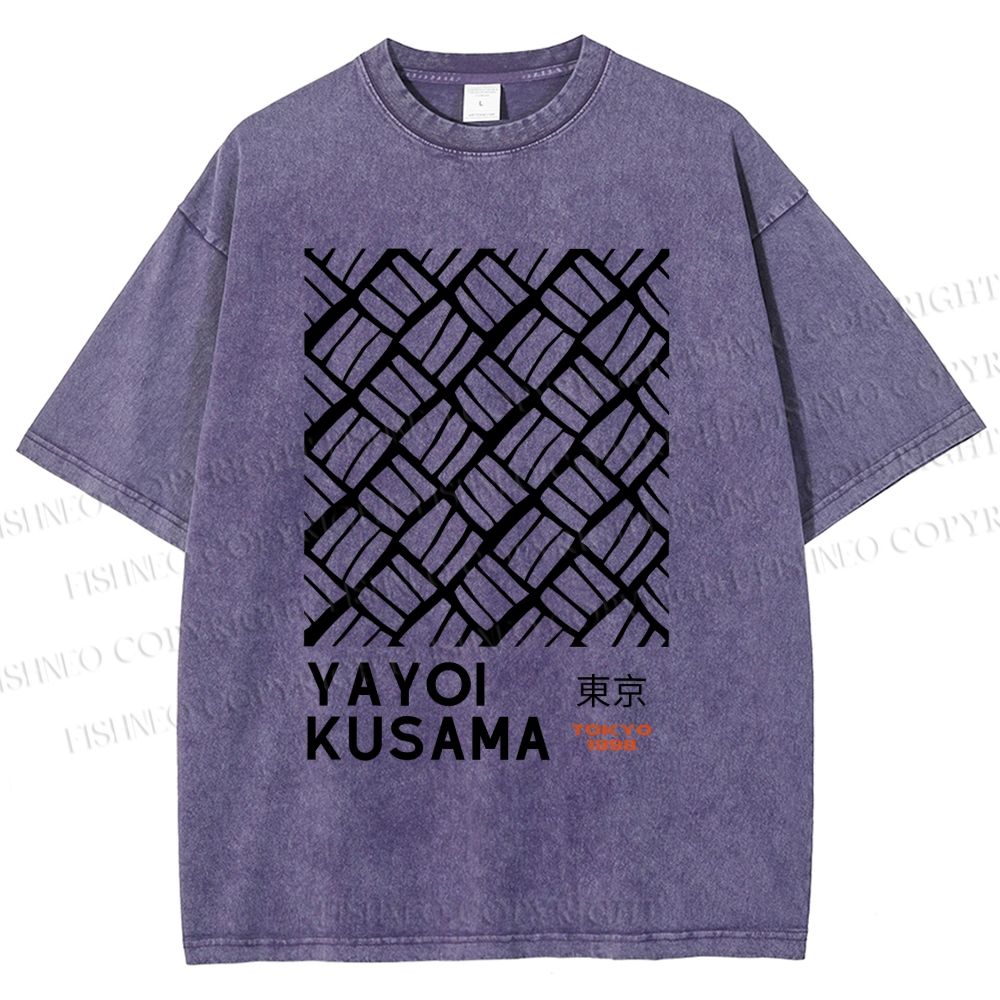 Unisex Yayoi Kusama Geometry Printed Washed Tee