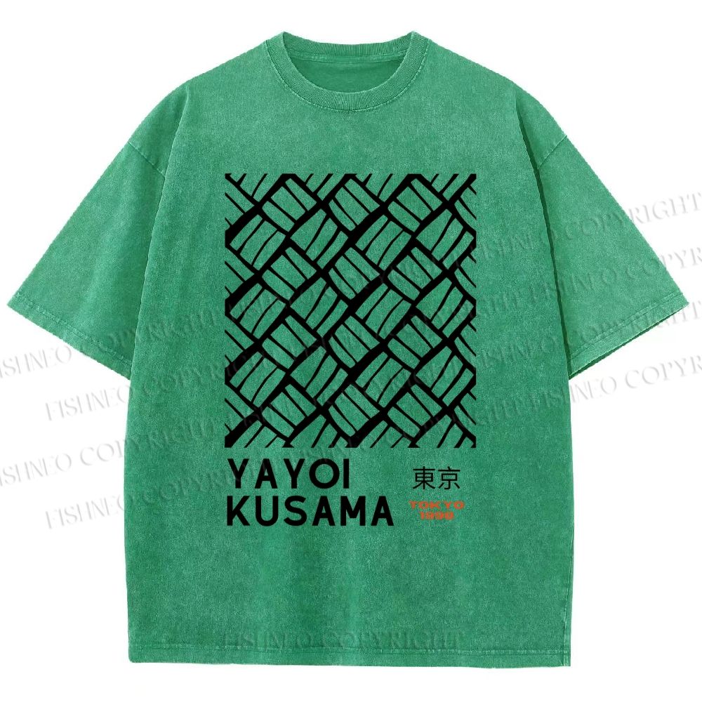 Unisex Yayoi Kusama Geometry Printed Washed Tee