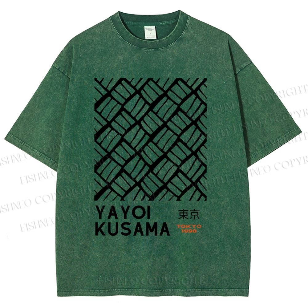 Unisex Yayoi Kusama Geometry Printed Washed Tee