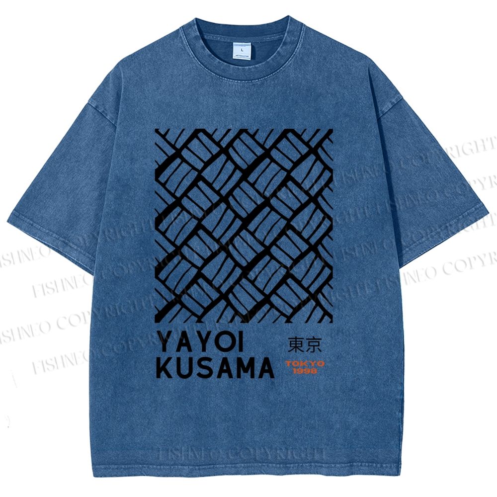 Unisex Yayoi Kusama Geometry Printed Washed Tee