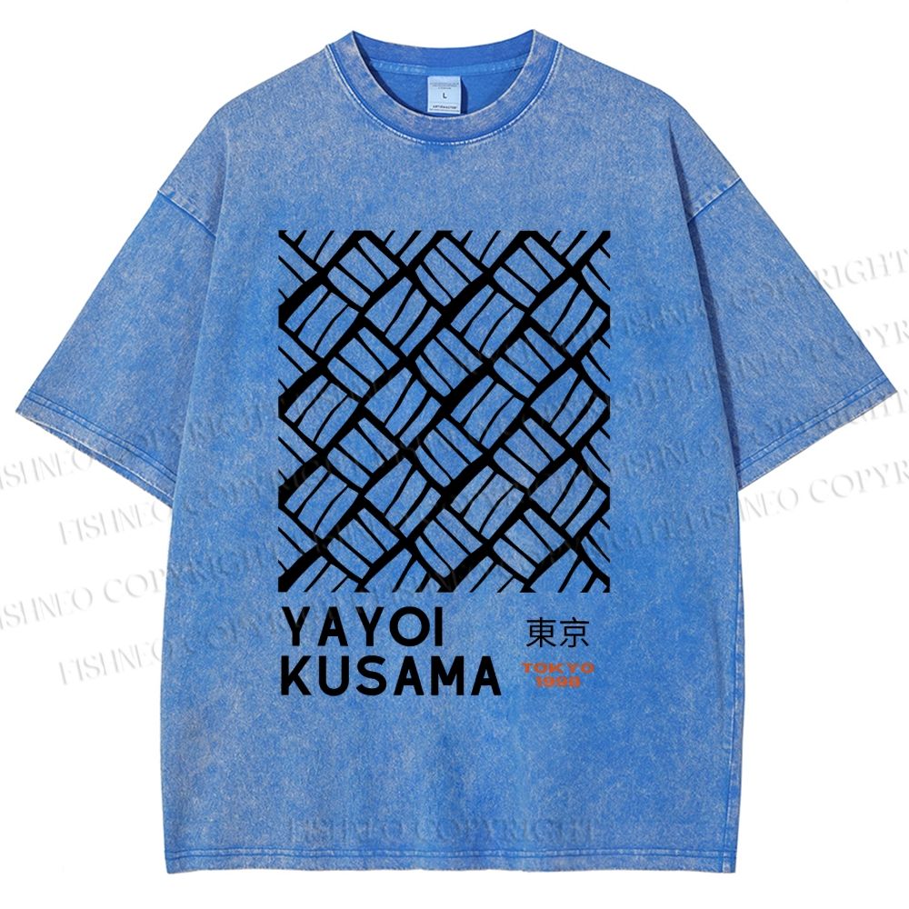 Unisex Yayoi Kusama Geometry Printed Washed Tee