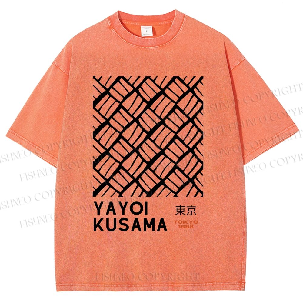 Unisex Yayoi Kusama Geometry Printed Washed Tee