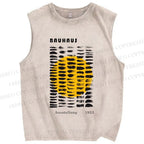 Unisex Bauhaus Geometry Printed Washed Tank Top