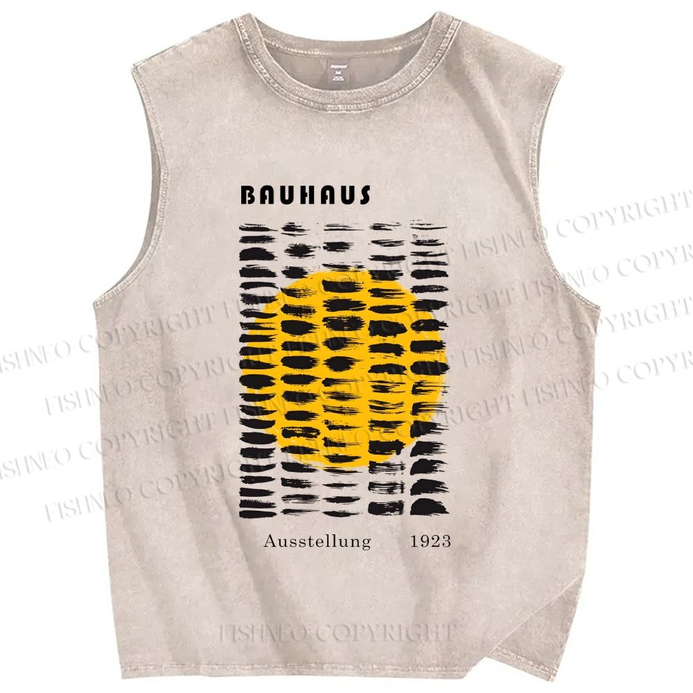 Unisex Bauhaus Geometry Printed Washed Tank Top