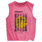 Unisex Bauhaus Geometry Printed Washed Tank Top