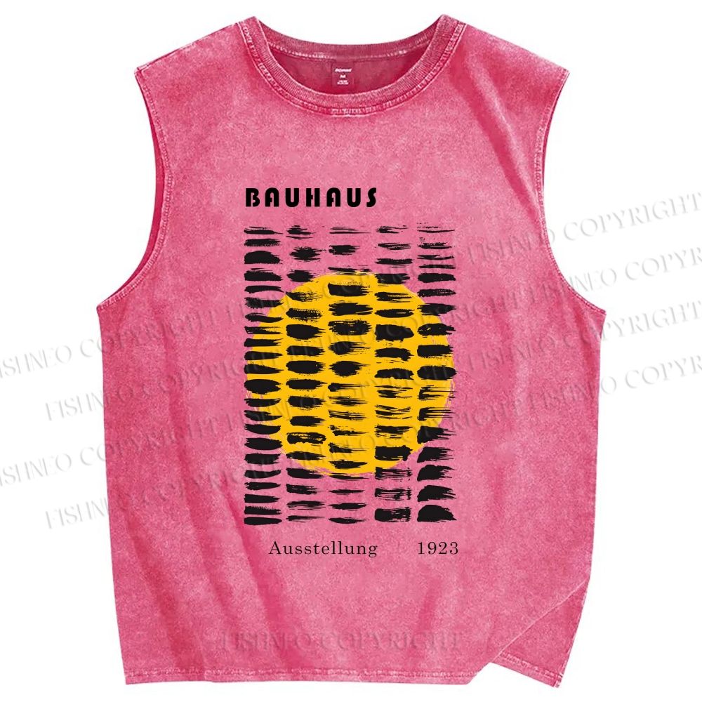 Unisex Bauhaus Geometry Printed Washed Tank Top