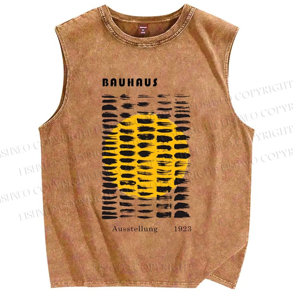 Unisex Bauhaus Geometry Printed Washed Tank Top