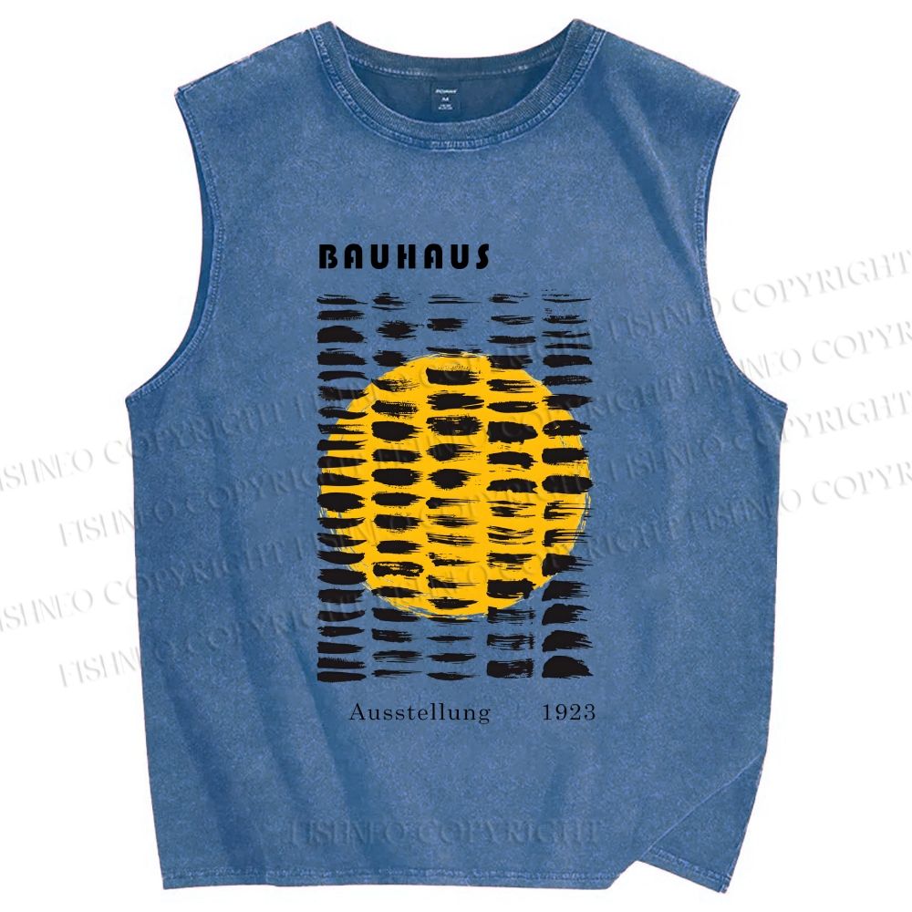Unisex Bauhaus Geometry Printed Washed Tank Top