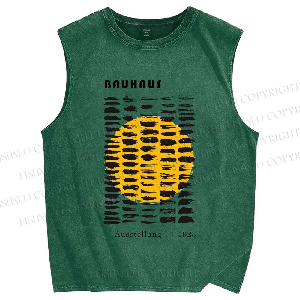 Unisex Bauhaus Geometry Printed Washed Tank Top