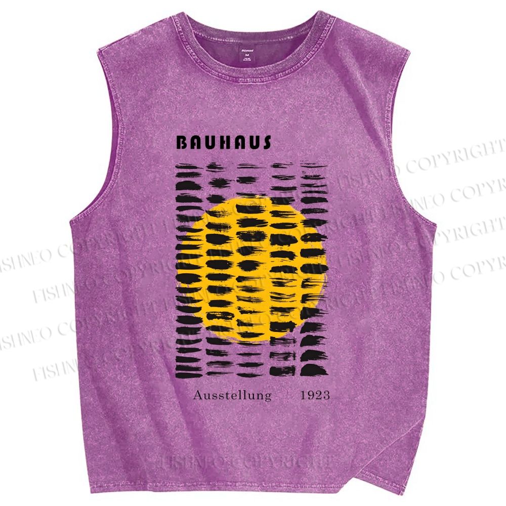 Unisex Bauhaus Geometry Printed Washed Tank Top