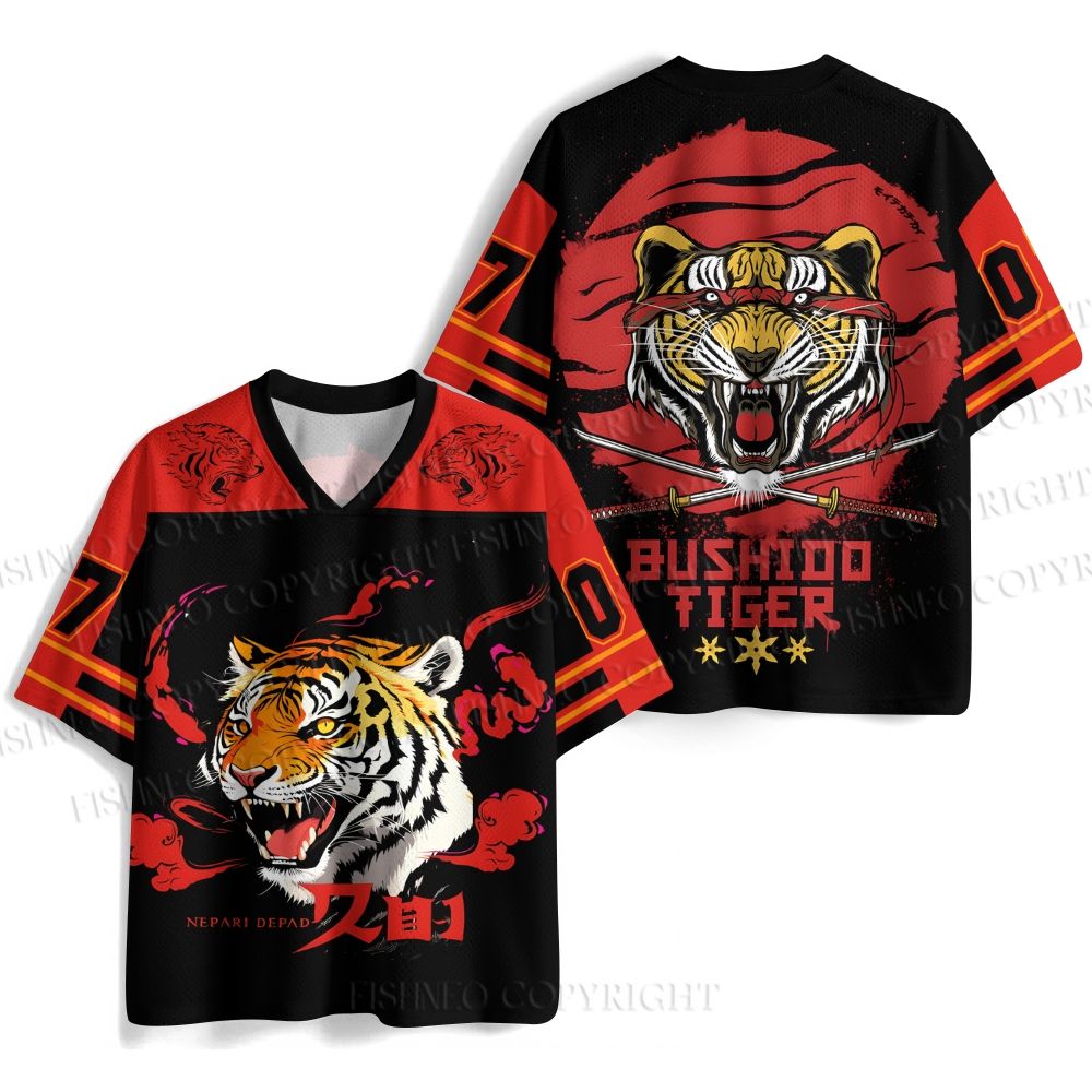 Japanese Samurai Tiger Printed Jersey Shirts