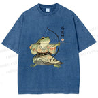 Unisex Japanese Bow And Arrow Frog Printed Washed Tee