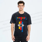 Unisex Bauhaus Geometric Eye Printed Washed Tee