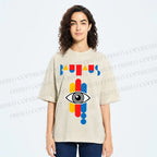 Unisex Bauhaus Geometric Eye Printed Washed Tee