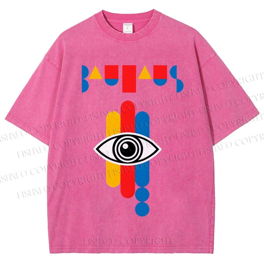 Unisex Bauhaus Geometric Eye Printed Washed Tee