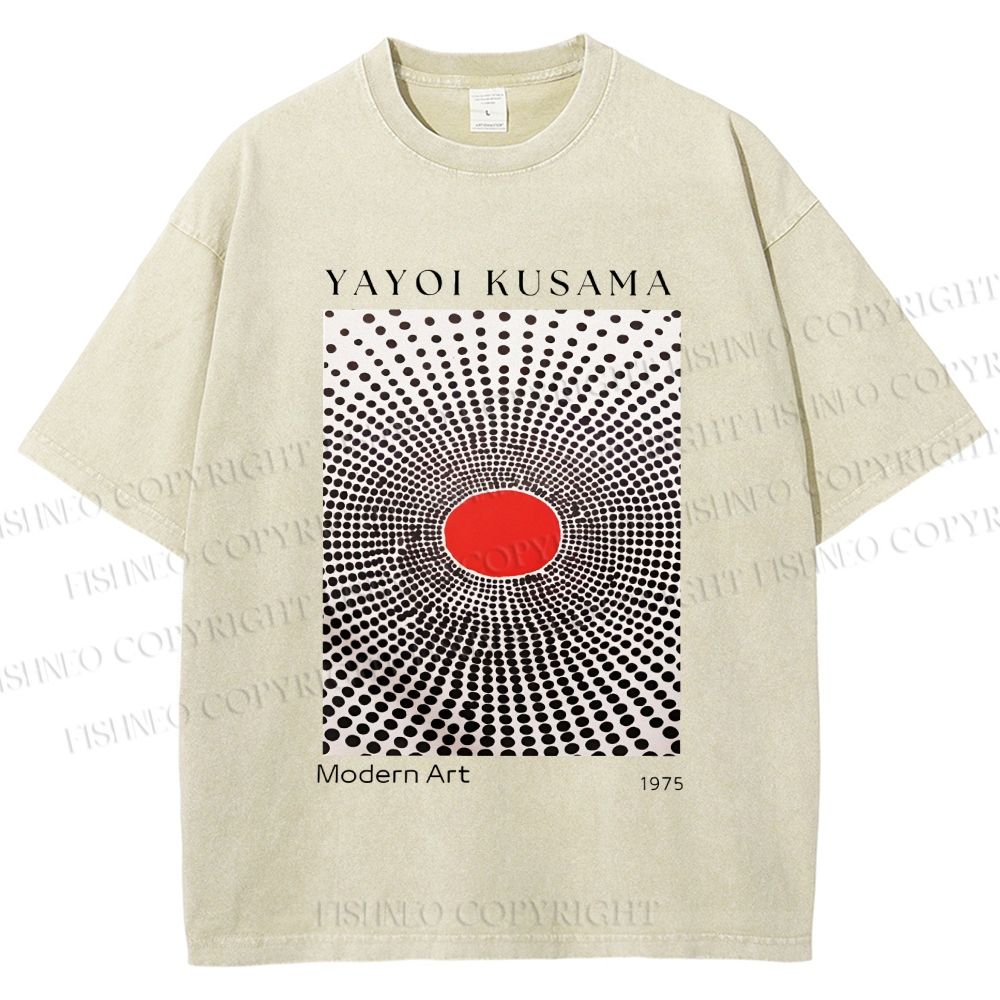 Unisex Yayoi Kusama Polka Dots Printed Washed Tee
