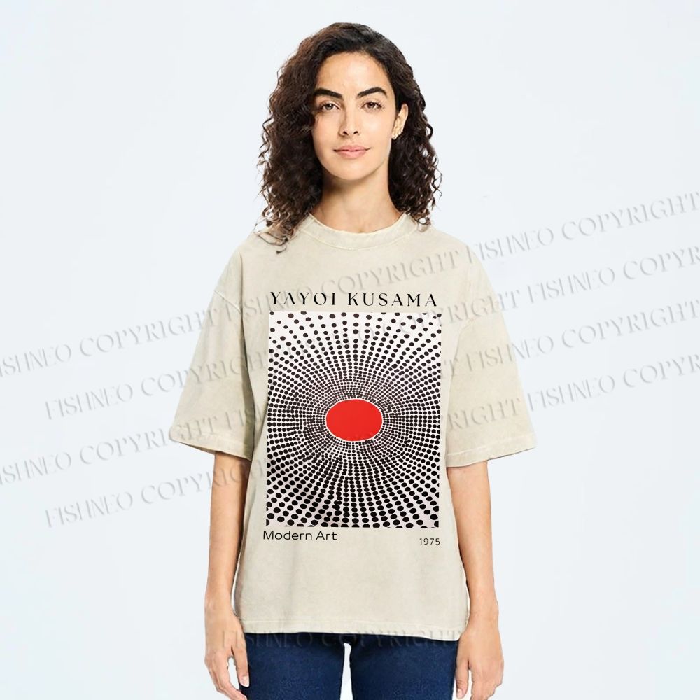 Unisex Yayoi Kusama Polka Dots Printed Washed Tee