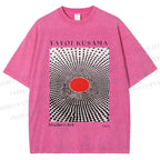 Unisex Yayoi Kusama Polka Dots Printed Washed Tee