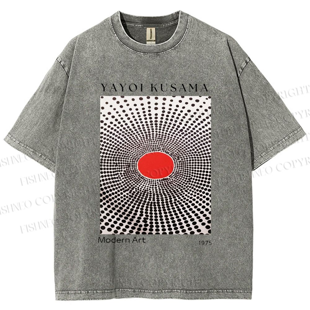 Unisex Yayoi Kusama Polka Dots Printed Washed Tee