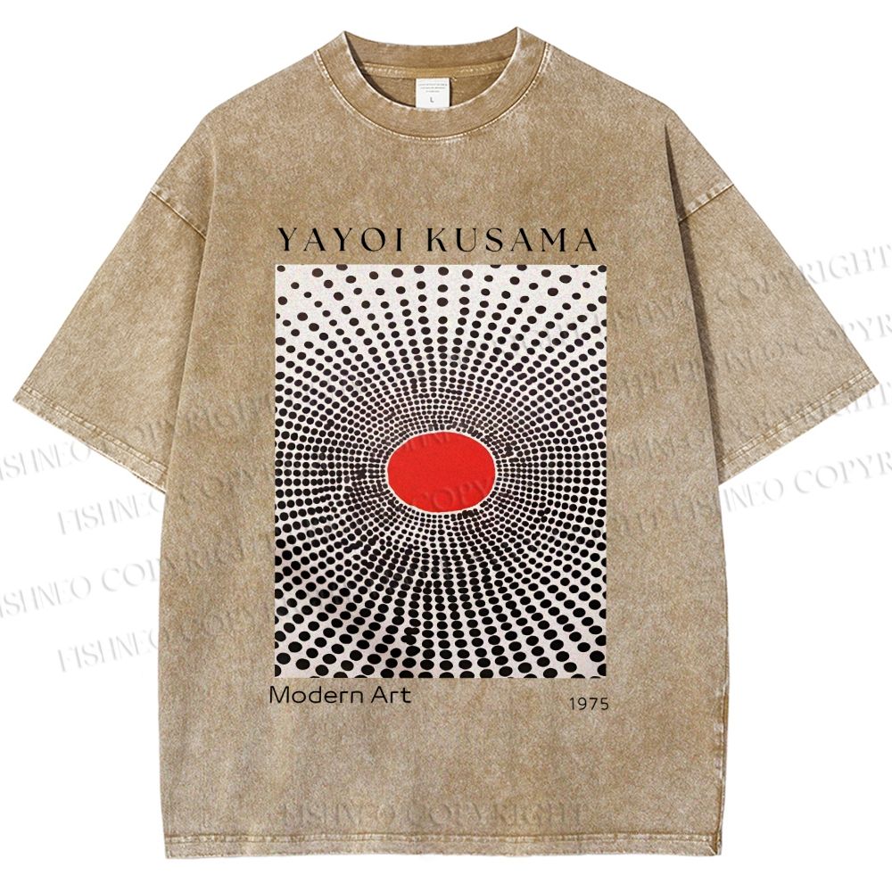 Unisex Yayoi Kusama Polka Dots Printed Washed Tee