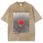 Unisex Yayoi Kusama Polka Dots Printed Washed Tee