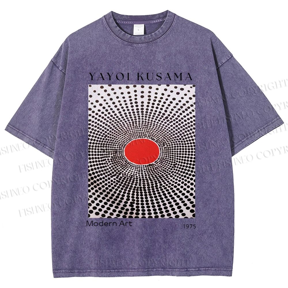 Unisex Yayoi Kusama Polka Dots Printed Washed Tee