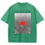 Unisex Yayoi Kusama Polka Dots Printed Washed Tee
