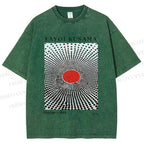Unisex Yayoi Kusama Polka Dots Printed Washed Tee