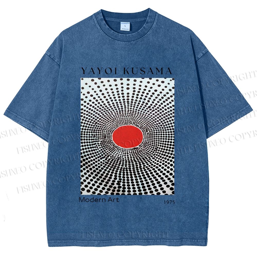 Unisex Yayoi Kusama Polka Dots Printed Washed Tee