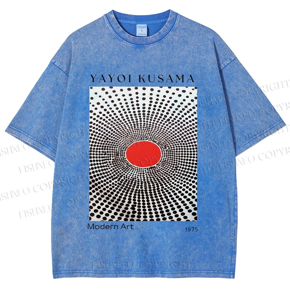 Unisex Yayoi Kusama Polka Dots Printed Washed Tee