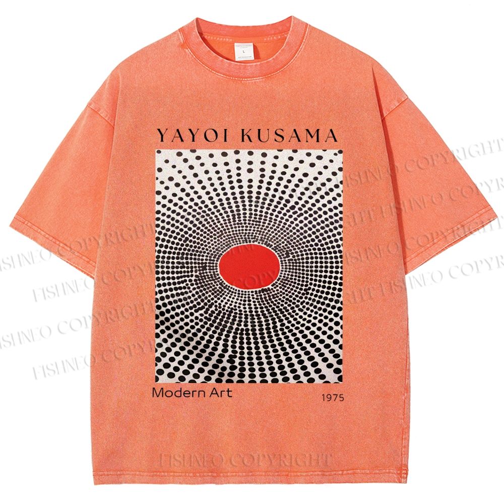 Unisex Yayoi Kusama Polka Dots Printed Washed Tee