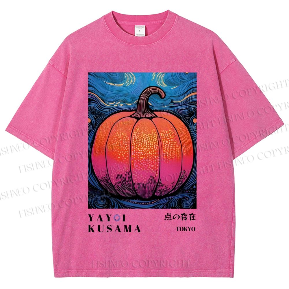 Unisex Yayoi Kusama Pumpkin Printed Washed Tee