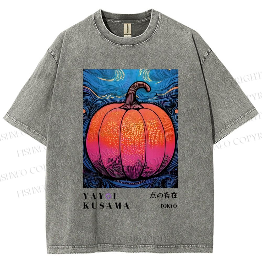 Unisex Yayoi Kusama Pumpkin Printed Washed Tee