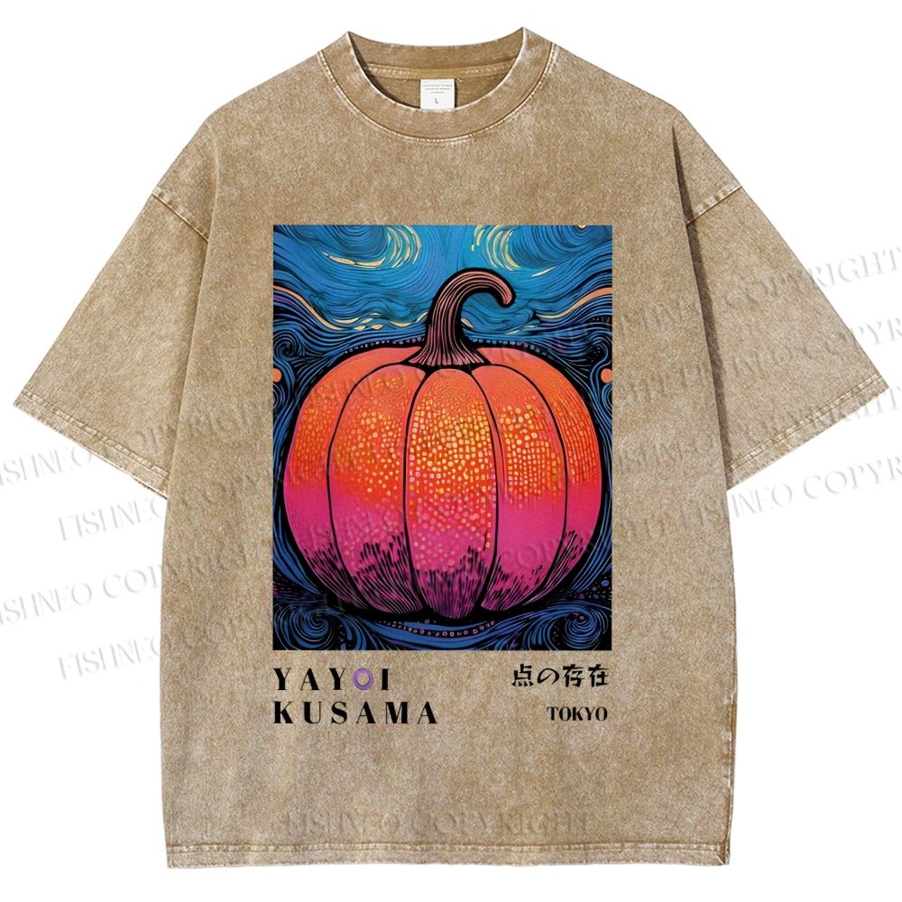 Unisex Yayoi Kusama Pumpkin Printed Washed Tee