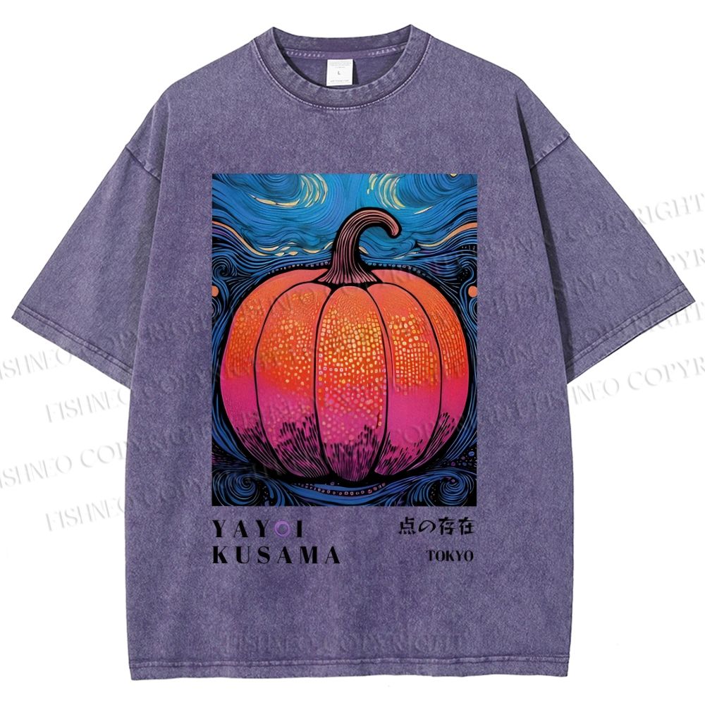 Unisex Yayoi Kusama Pumpkin Printed Washed Tee