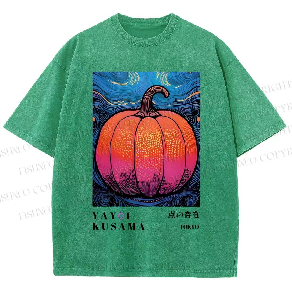 Unisex Yayoi Kusama Pumpkin Printed Washed Tee
