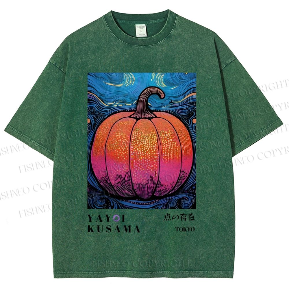 Unisex Yayoi Kusama Pumpkin Printed Washed Tee