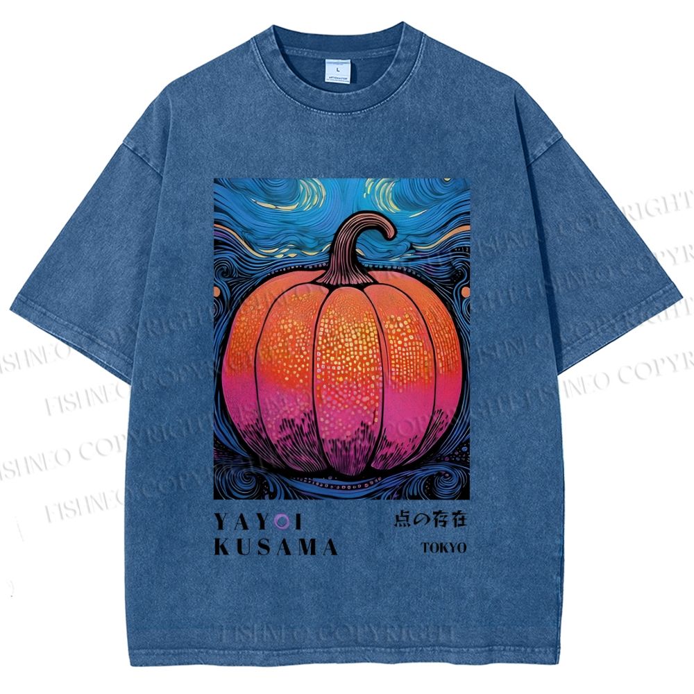 Unisex Yayoi Kusama Pumpkin Printed Washed Tee