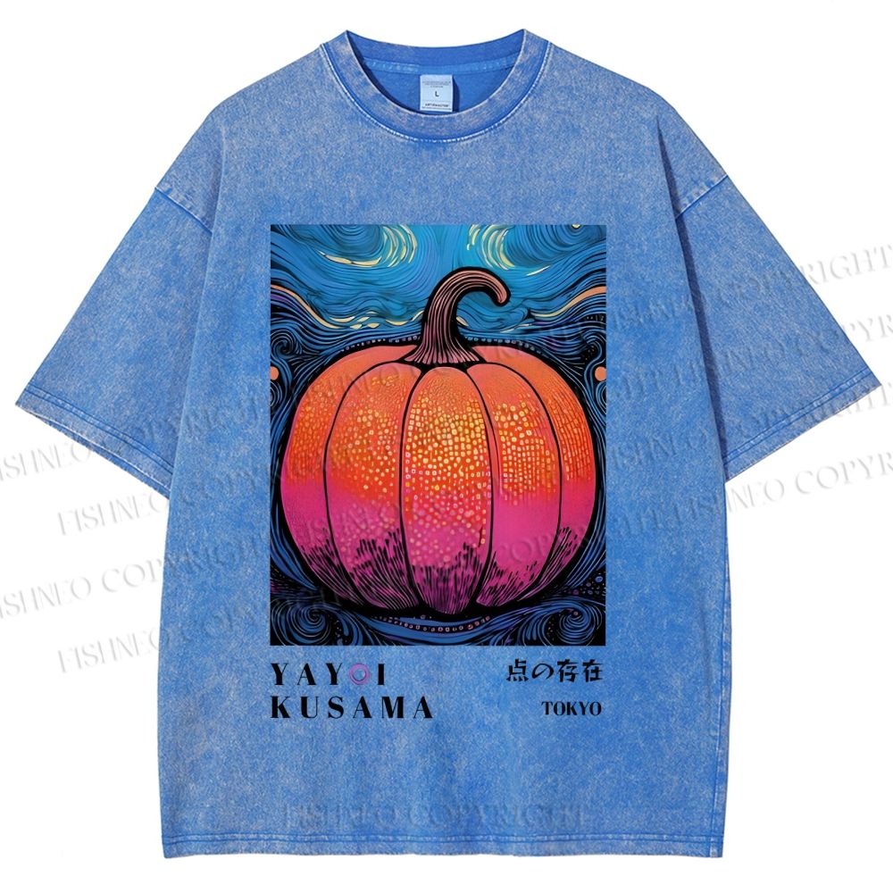 Unisex Yayoi Kusama Pumpkin Printed Washed Tee