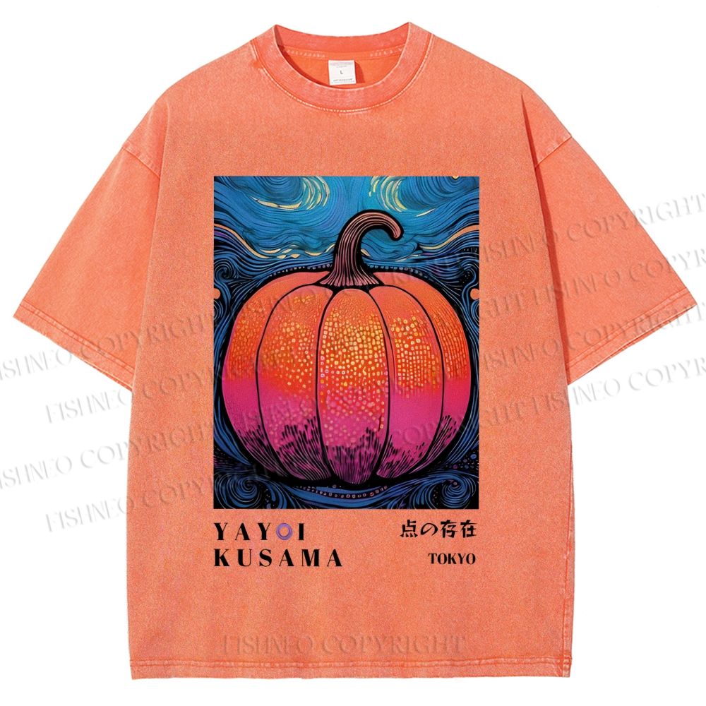Unisex Yayoi Kusama Pumpkin Printed Washed Tee