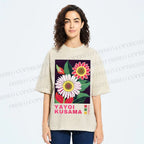 Unisex Yayoi Kusama Flower Printed Washed Tee