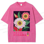 Unisex Yayoi Kusama Flower Printed Washed Tee