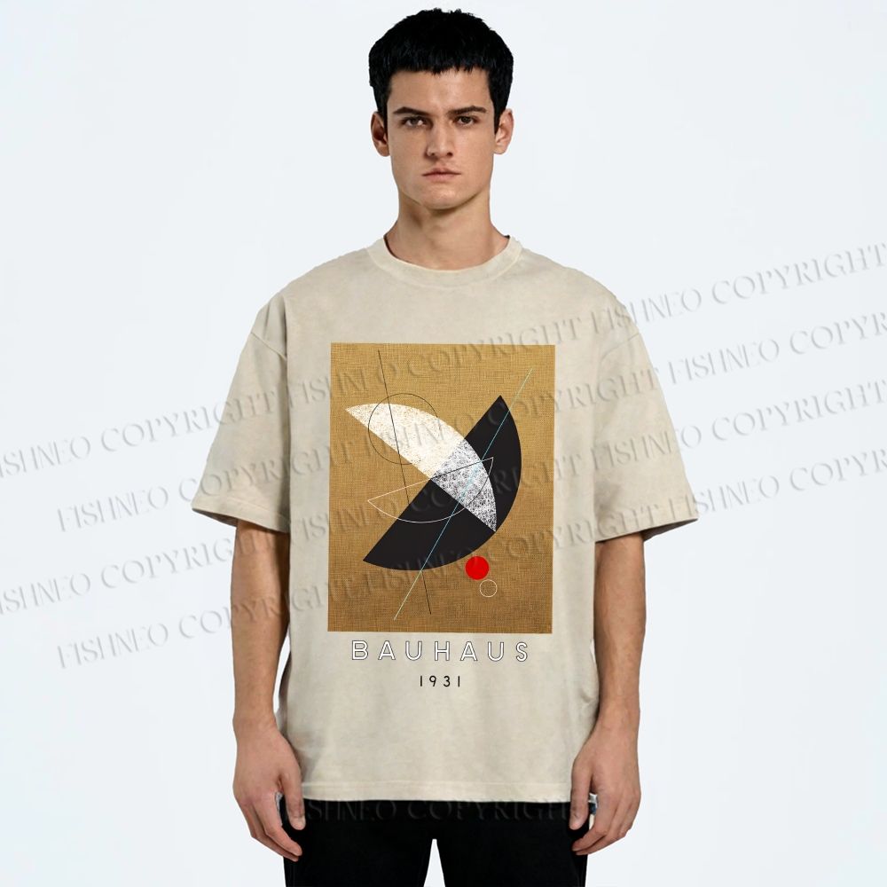 Unisex Bauhaus Geometry Printed Washed Tee